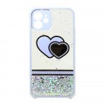 Wholesale Glitter Jewel Diamond Armor Bumper Case with Camera Lens Protection Cover for Apple iPhone 12 Pro Max (Heart Purple)